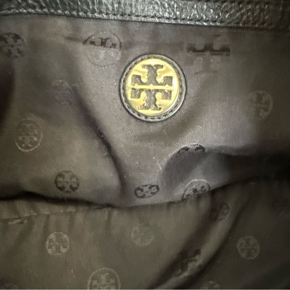 Tory Burch Tote Handbag Shoulder Bag Black Pebbled Leather Read F - Picture 14 of 14